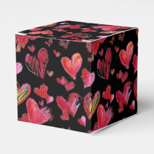Caja Para Regalos Flying Love Hearts on Black Paper Box