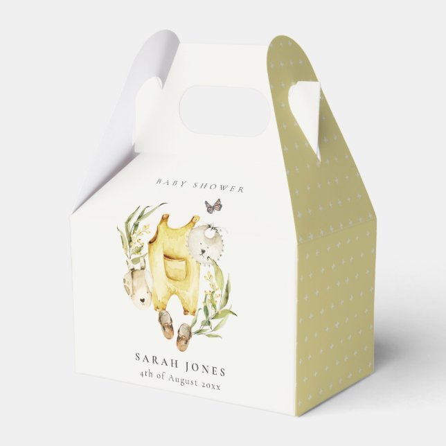 Caja Para Regalos Foliage Cute Leafy Ropa Amarilla Baby Shower (Front Side)
