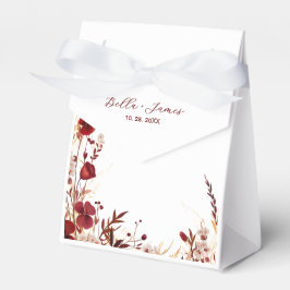 Caja Para Regalos Foliage floral rojo de Borgoña