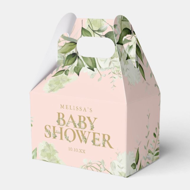 Caja Para Regalos Foliage Greenery Foliage Rubor Pink Gold Baby Show (Front Side)