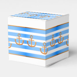 Caja Para Regalos fondo blanco azul del ancla dorada