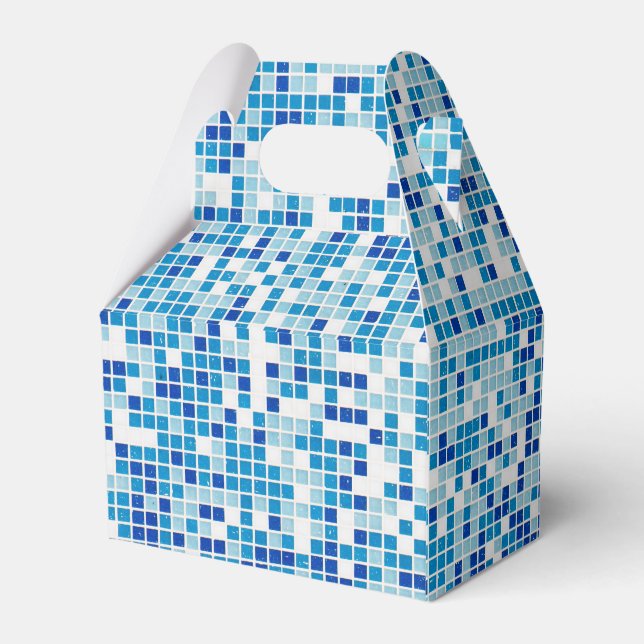 Caja Para Regalos Fondo de baldosas azules (Reverso)