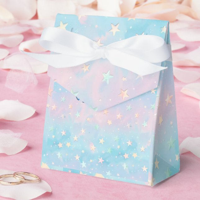Caja Para Regalos Fondo estelar del degradado azul-rosado (Boda)