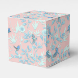 Caja Para Regalos Fondo rosa con aves y flores