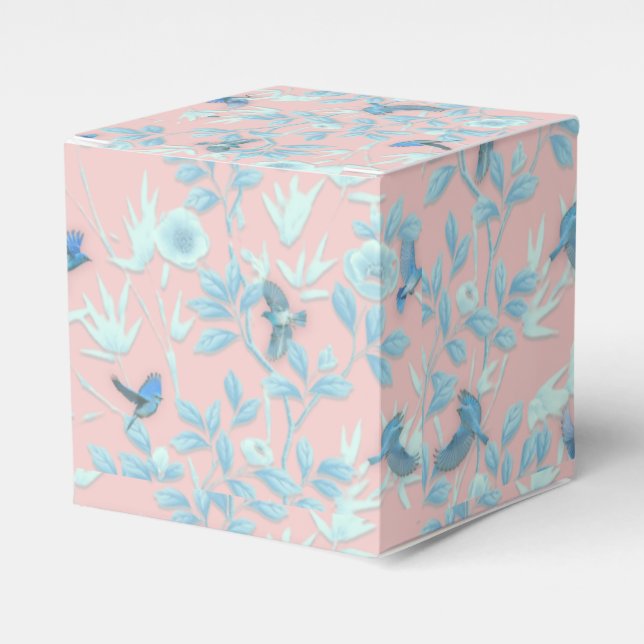 Caja Para Regalos Fondo rosa con aves y flores (Costado Anverso)