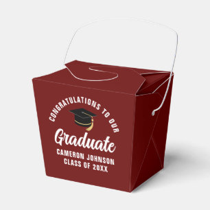 Caja Para Regalos Fortuna del partido de graduación Maroon White Per
