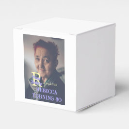 Caja Para Regalos Foto 80 cumpleaños agregar nombre fecha púrpura mo