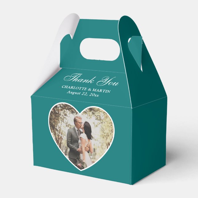 Caja Para Regalos Foto de Boda Verde azulado romántico (Front Side)