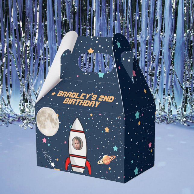 Caja Para Regalos Foto de cumpleaños 2 del barco con cohete lunar (Subido por el creador)