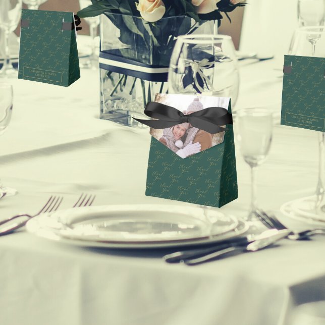 Caja Para Regalos Foto de pareja | Verde Gracias Boda (In Situ - Front And Back)