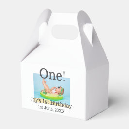 Caja Para Regalos Foto de primer cumpleaños fecha de adición moderna