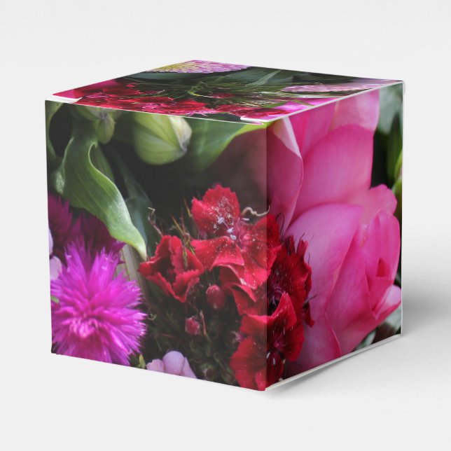 Caja Para Regalos Foto de ramo de flores rosa y violeta (Costado Anverso)