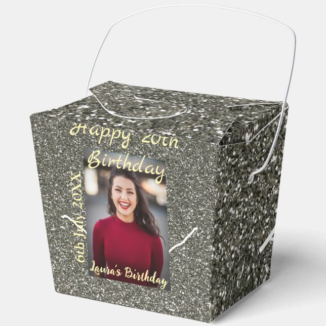 Caja Para Regalos Foto de Silverglitter 20 cumpleaños fecha de añadi (Anverso)