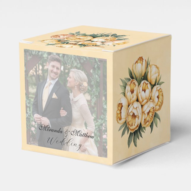Caja Para Regalos Foto del Boda Butter-Yellow Rose Bouquet (Costado Anverso)