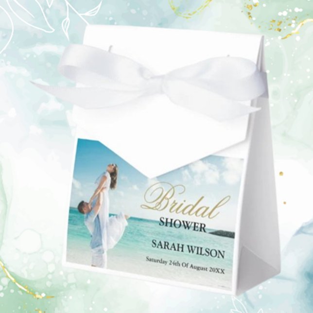 Caja Para Regalos Foto personalizada Boda moderna en playa (Create lasting memories with custom photo modern beach wedding favor boxes—personalized keepsakes )