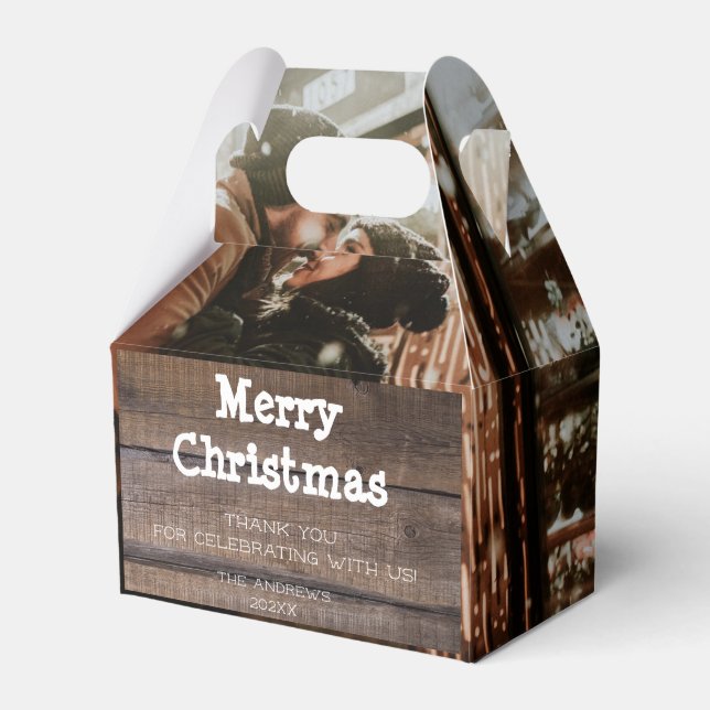 Caja Para Regalos Foto Rustic Wood Ferry Christmas Party (Front Side)