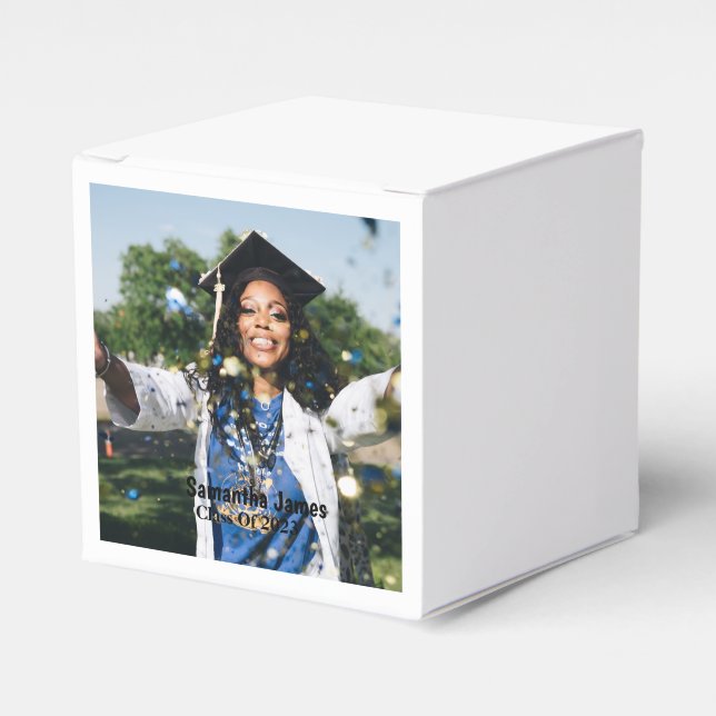 Caja Para Regalos Foto y nombre de graduación personalizados (Costado Anverso)