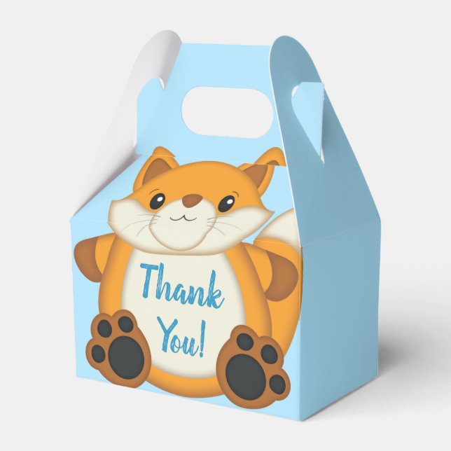Caja Para Regalos Fox Baby Shower Blue (Front Side)
