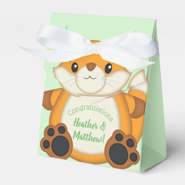Caja Para Regalos Fox Baby Shower Green (Front Side)