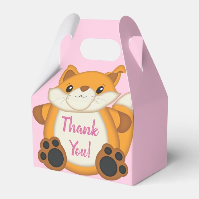 Caja Para Regalos Fox Baby Shower Pink (Front Side)