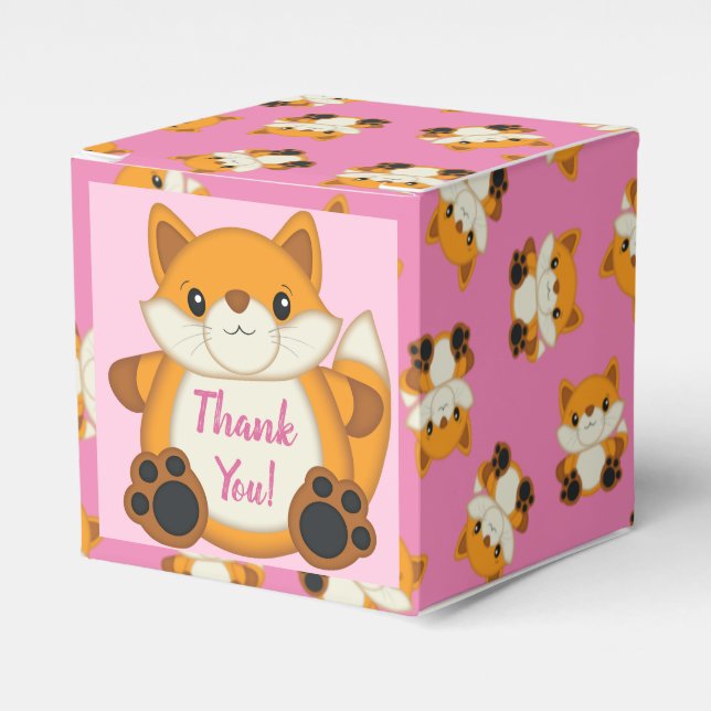 Caja Para Regalos Fox Baby Shower Pink (Costado Anverso)