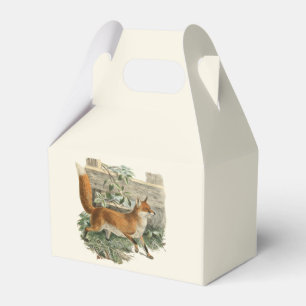 Caja Para Regalos Fox roja en Ilustracion rústico de cabaña