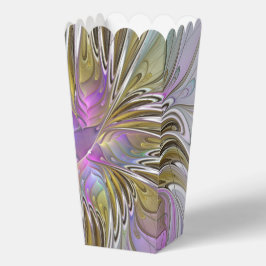 Caja Para Regalos Fractal floral colorido con rosado y oro