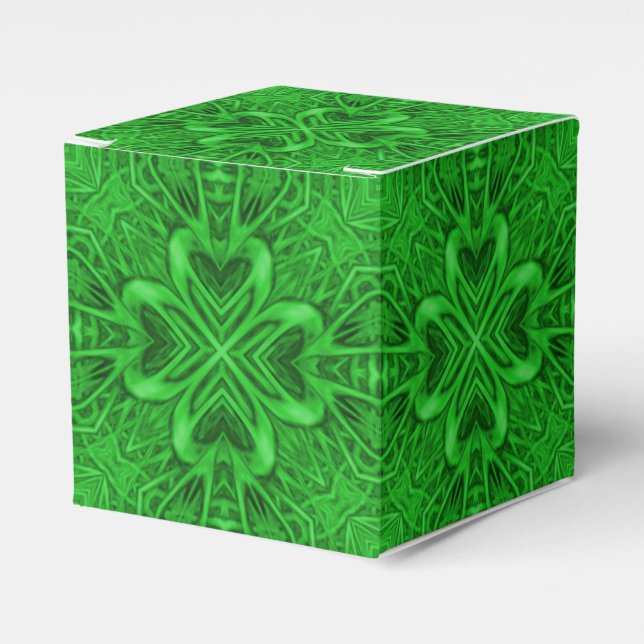 Caja Para Regalos Fractal kaleidoscopio verde vintage celta (Costado Anverso)