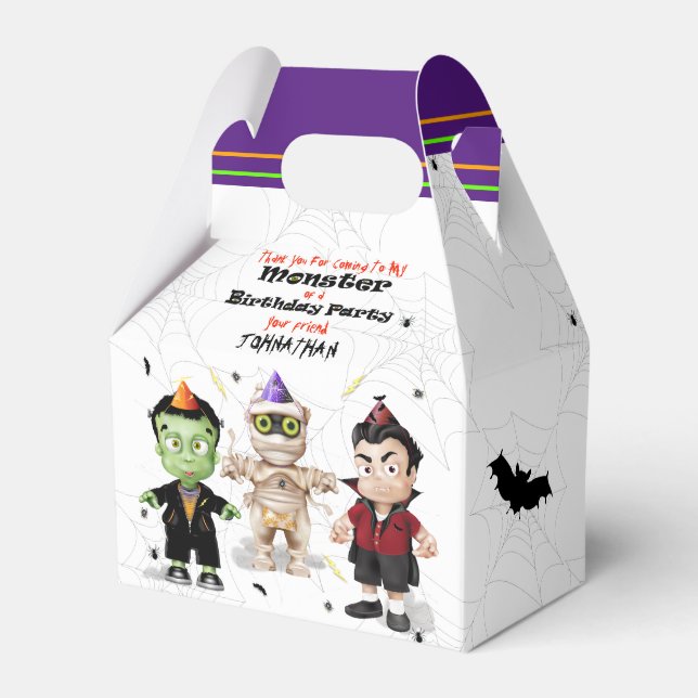 Caja Para Regalos Frankenstein Mummy Dracula Halloween Cumpleaños (Front Side)