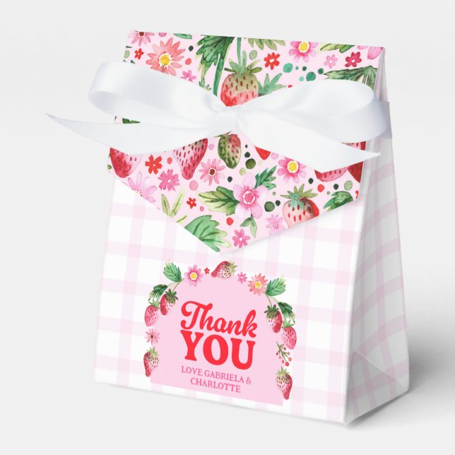 Caja Para Regalos Fresa Berry Primeros Gemelos Cumpleaños Conjunto (Front Side)