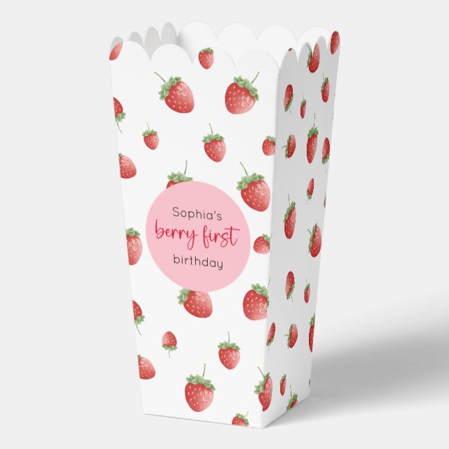 Caja Para Regalos Fresa primer cumpleaños Berry primero (Anverso)