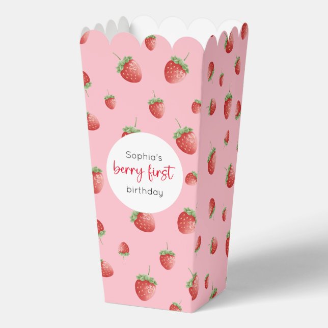 Caja Para Regalos Fresa primer cumpleaños Berry primero (Anverso)