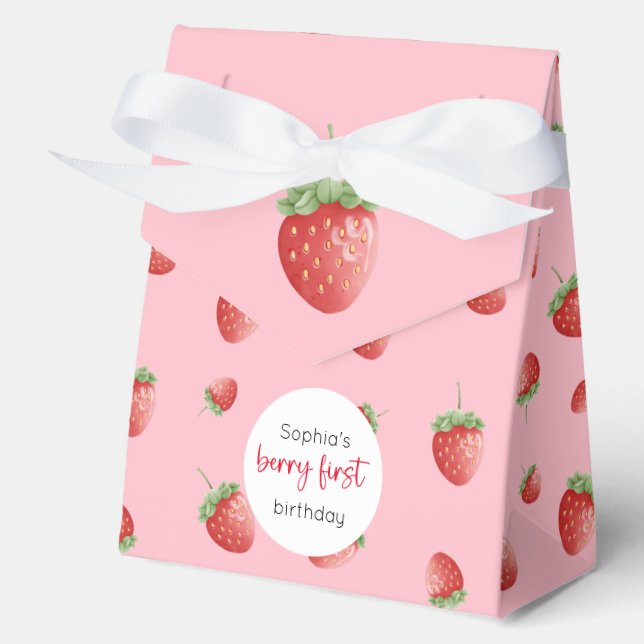 Caja Para Regalos Fresa primer cumpleaños Berry primero (Anverso)
