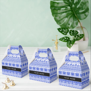 Caja Para Regalos Fret griego, llave de meandro mixta, azul, tu nomb
