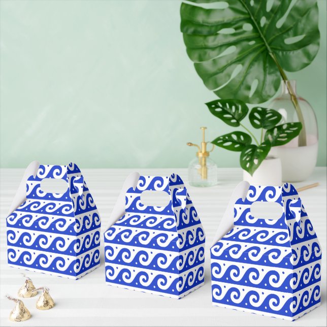 Caja Para Regalos Fret griego, patrón de onda mediterránea, azul (Múltiple)