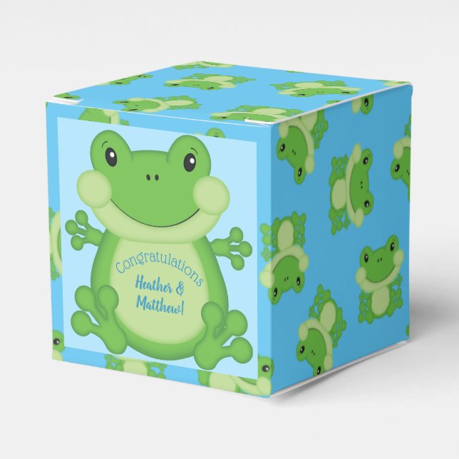 Caja Para Regalos Frog Baby Shower Blue (Costado Anverso)