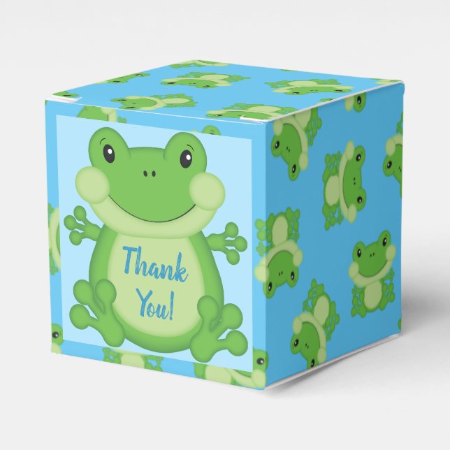 Caja Para Regalos Frog Baby Shower Blue (Costado Anverso)