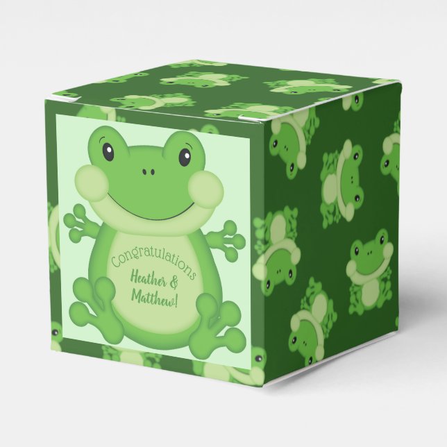 Caja Para Regalos Frog Baby Shower Green (Costado Anverso)
