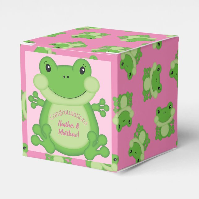 Caja Para Regalos Frog Baby Shower Pink (Costado Anverso)