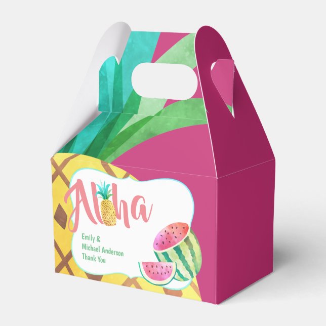 Caja Para Regalos Fruity Tropical Watermelon Pineapple Gable Favor (Front Side)