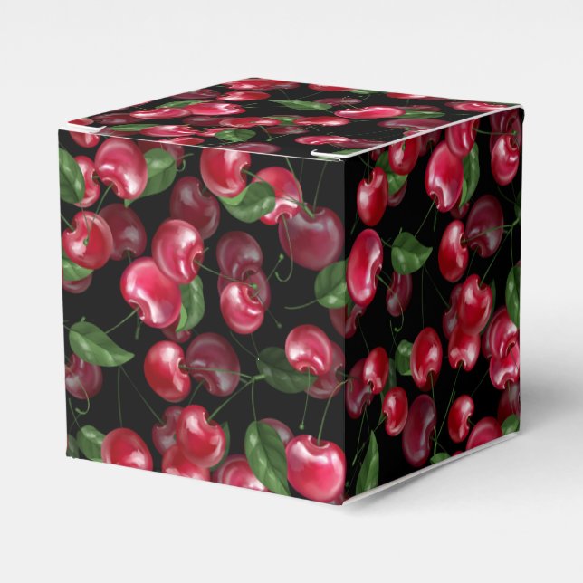 Caja Para Regalos Fruta del cerezo en negro (Costado Anverso)