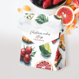 Caja Para Regalos Frutas cítricas navideñas coloridas retro acuarela
