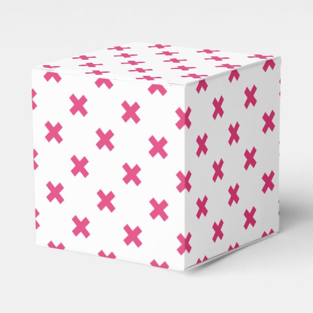 Caja Para Regalos Fuchsia cruza puntos en blanco (Costado Anverso)