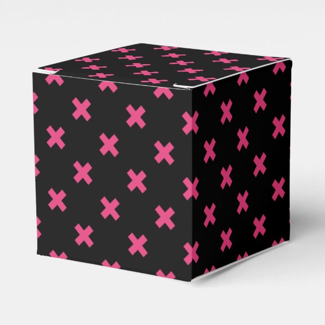 Caja Para Regalos Fuchsia cruza puntos en negro (Costado Anverso)