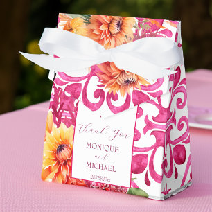Caja Para Regalos Fuchsia Majolica azulejos naranja dahlia plantilla