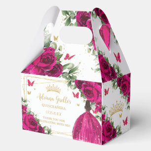 Caja Para Regalos Fuchsia Pink Floral Birthday Quinceañera 16 15