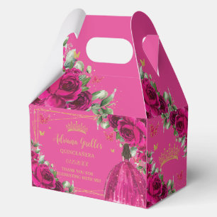 Caja Para Regalos Fuchsia Pink Floral Birthday Quinceañera 16 XV