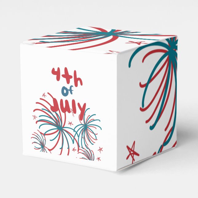 Caja Para Regalos Fuegos artificiales 4 de julio Estrellas Barbacoa  (Costado Anverso)