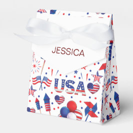 Caja Para Regalos Fuegos Artificiales Del 4 De Julio Con La Estatua 