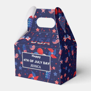 Caja Para Regalos Fuegos Artificiales Del 4 De Julio Con La Estatua